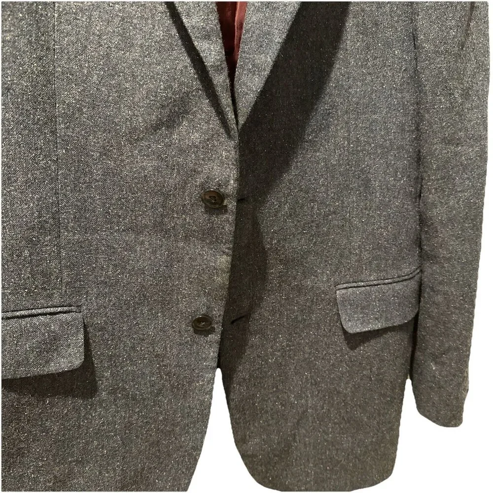 Tommy Hilfiger Men’s 40L Wool Blend Blue Speckled Knit Blazer Sport Coat Long - Picture 3 of 11